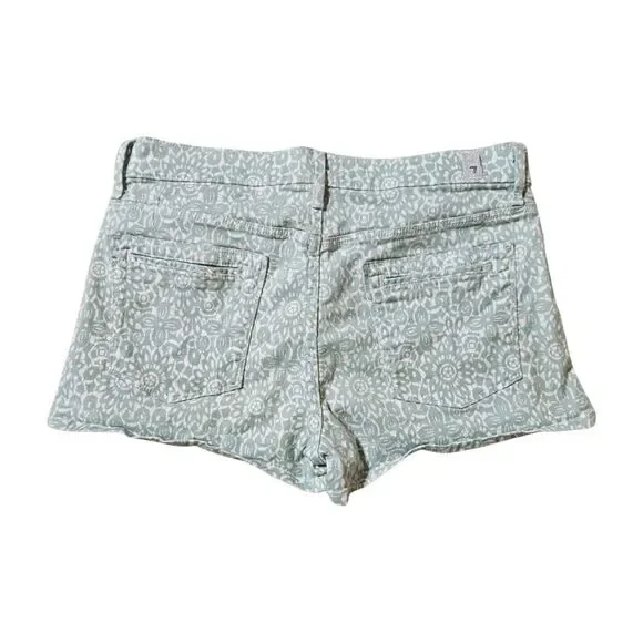 Seven 7 For Mankind Women‎ Shorts Green Flower And White Stretch 2" Women's 28 - Picture 2 of 5